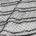 Tessuto floccaggio nero in pizzo a maglia